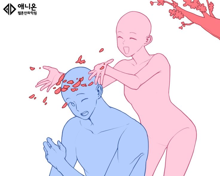this is a drawing base of a couple embracing. the woman is smiling and throwing cherry blossom petals at the man. the man is smiling back, and seems to be enjoying it. the woman has pink skin and the man has blue skin.  they are drawn in a simple style, without any clothing. the drawing is done in a light, delicate style.