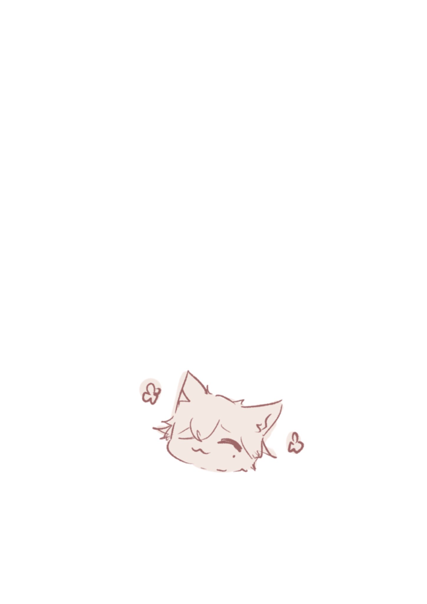 this is a cartoon image of a cute cat, with a white background and a happy expression on its face, with tiny brown details. the cat's head is facing towards the right side of the image.