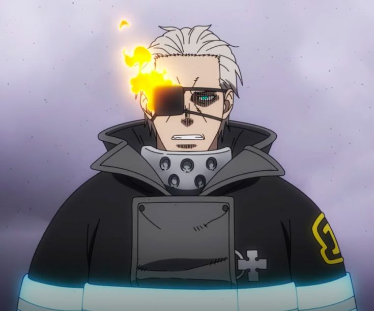 this is an image of benimaru shinmon from the fire force anime. he is a captain of the fire force, a team of firefighters who battle infernos in tokyo. benimaru has a serious expression and is clad in his fire force suit and coat. he is on a mission to fight an inferno and is determined to do so. the image shows him in action, ready to face the fire.