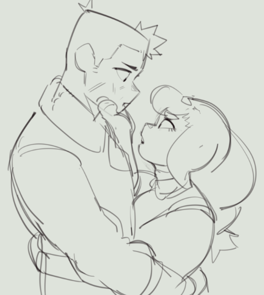 this is a black and white sketch of a couple hugging closely. the man is taller than the woman