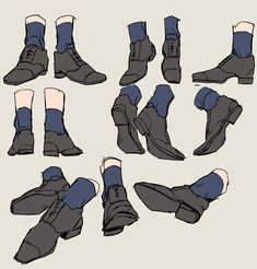 this image is a drawing reference for how to draw feet in shoes from different angles.