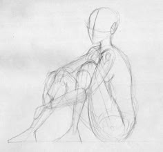 a pencil sketch of a human figure sitting in a pose with their legs crossed. the drawing is done in a simple style and focuses on the overall form of the figure. the drawing is wellproportioned and shows a good understanding of human anatomy.