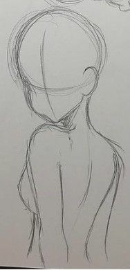 a simple pencil drawing of a woman, drawn with minimal lines to capture the silhouette of the figure. the drawing is focused on the posture and form of the woman, with emphasis on the outline of the body.