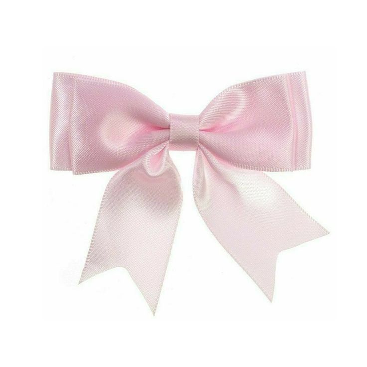 a pale pink satin ribbon tied into a decorative bow on a white background.