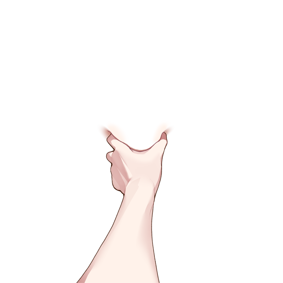the image is a stylized anime or mangastyle illustration depicting a pale hand reaching upwards from the bottom of the frame. the background is entirely black, except for two small, glowing areas where the hand appears to be pulling something or someone out from the darkness.  the hand is depicted smoothly and elegantly, contrasting with the stark, mysterious background.  the perspective is from a closeup pov, creating a sense of suspense or mystery.