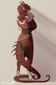 a furry red dragon character wearing a red kimono is standing in a room with a shadow on the wall. the dragon has horns and a tail and is holding something in its arms.