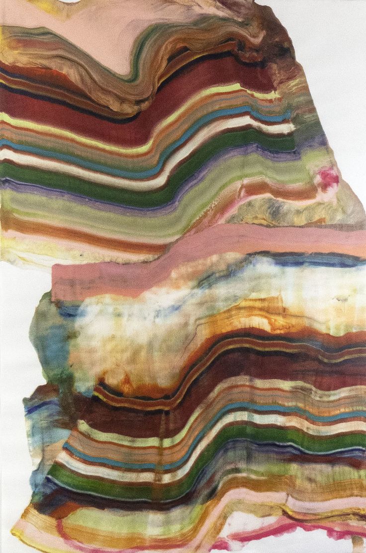 an abstract painting featuring vibrant, layered stripes of color that create a dynamic and flowing movement. the colors are bold and expressive, with a variety of textures and shades, giving the artwork a rich and organic feel. the painting evokes a sense of depth and dimension, with the stripes appearing to twist and turn, creating an illusion of movement. the abstract nature of the painting allows for a variety of interpretations, making it a captivating and thoughtprovoking piece.
