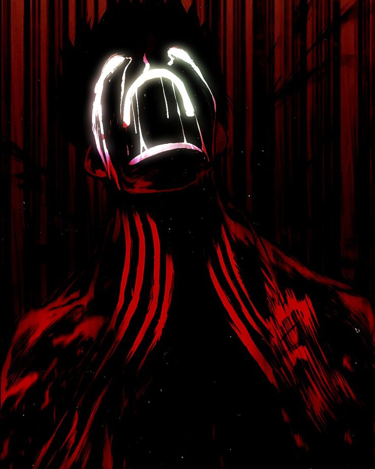the image is a stylized digital artwork depicting a figure's head and upper torso, primarily in shades of dark red and black.  the figure's face is contorted in a dramatic expression of screaming or crying, with glowing white lines suggesting tears.  the background is a dark, vertical striped pattern. the overall style is intense and emotionally charged, possibly reminiscent of manga or anime art, with heavy use of bold lines and contrasting colors to convey anguish and pain. the style is abstract, focusing more on expressing emotion through form and color rather than precise realism.