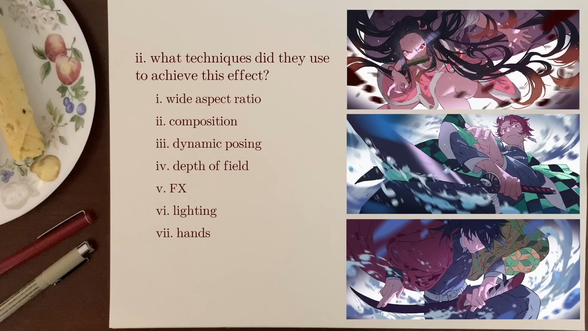 the image depicts a series of dynamic illustrations featuring a male character, likely from the anime demon slayer, engaged in combat. each panel showcases the character in a different action pose, wielding his sword with intensity and purpose. the use of motion blur around the sword and dynamic composition lines emphasizes the speed and force of his movements. ```