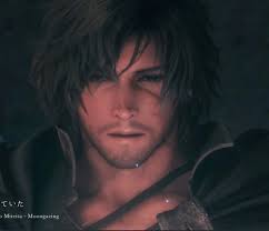 a closeup shot of a man with dark hair, a stubble beard, and a slightly downturned expression, likely from a video game. he is wearing a darkcolored garment with a high collar or shoulder pad visible on one side.