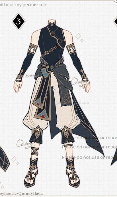 the image is a drawing of an anime character. the character is a male with dark hair and blue eyes. he is wearing a black and blue outfit with a white undershirt. the outfit has many patterns and details. he is wearing brown sandals and the drawing has a background with white noise pattern.