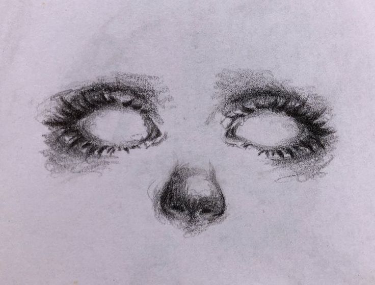 a closeup pencil sketch of a face, focusing on the eyes and nose. the drawing is done in grayscale, using shading to create depth and texture. the style is realistic, capturing details like eyelashes and the subtle forms of the nose. the overall impression is one of a thoughtful or contemplative expression. the drawing is done on a textured paper, which adds to the overall effect.