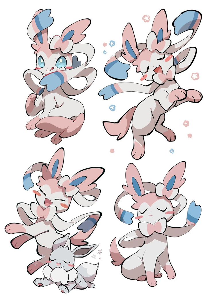 this image shows four different illustrations of gardevoir, a pokemon species. all four images are done in a cute, anime style with a pink, blue, and white color palette. the illustrations are welldrawn and detailed, with an emphasis on showcasing the character's personality. each illustration features a different pose, with the gardevoir expressing various emotions such as happiness, playfulness, and calmness. one illustration features a smaller gardevoir, symbolizing a young or small version of the character. the illustrations showcase the diversity in a character's expression and appearance, emphasizing the charm and beauty of the gardevoir.