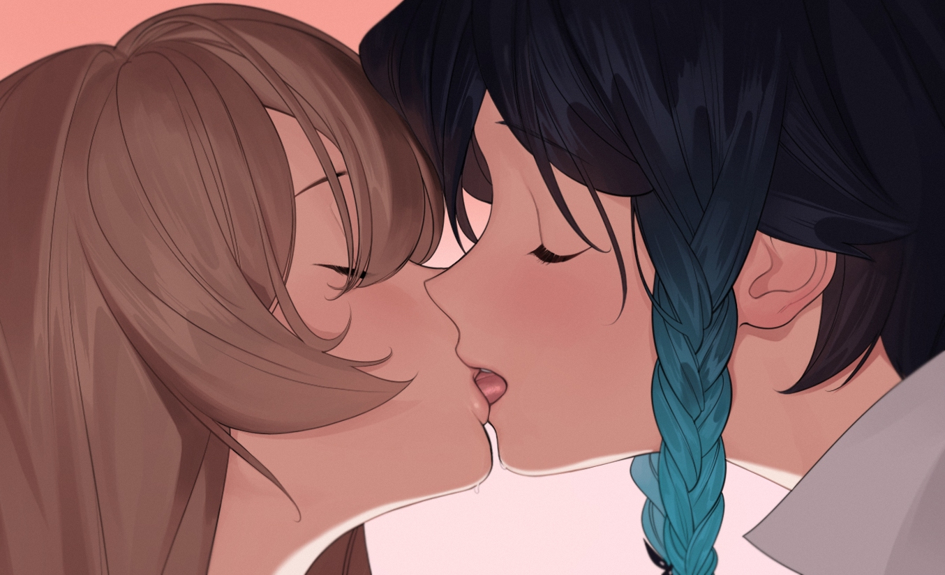 the image illustrates two young women sharing