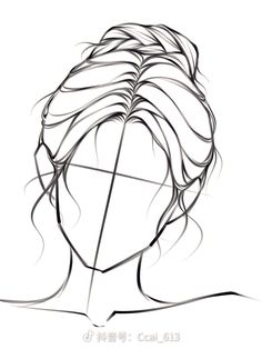a black and white line art sketch of a woman's face with hair tied in a messy bun. no facial features are shown, and the image focuses on the woman's hairstyle.