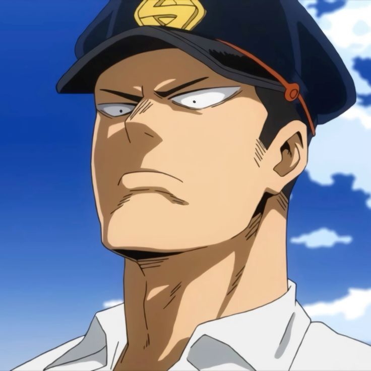 a closeup portrait of a seriouslooking male anime character. he is wearing a black cap with a red band and a white shirt. he has dark hair and dark eyes, and a stern expression. he appears to be a hero or villain from the anime "my hero academia".  the character is likely endeavor or hawks.  he is standing outdoors with a blue sky and white clouds behind him.