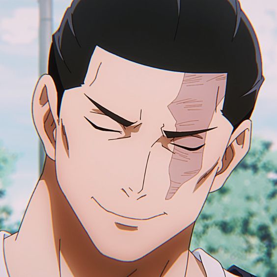 the image shows a closeup illustration of a man's face. he has short, dark hair, and a prominent scar running down the left side of his face. he is squinting slightly, and his mouth is curved into a subtle smile. the man appears to be in his late teens or early twenties. the lighting is soft, and the overall tone of the image is serious and stoic.