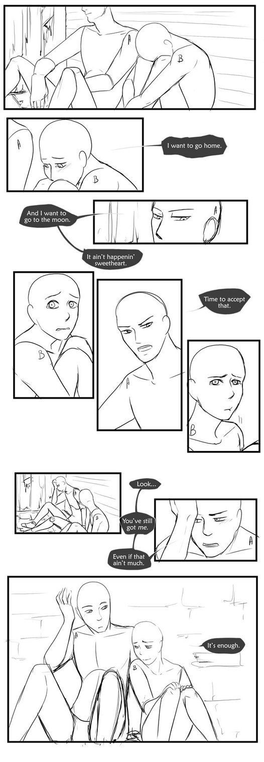 the comic panel shows a series of conversations between two characters in a seemingly romantic relationship. the conversations go back and forth between them, each panel having different expressions on their faces. the dialogue is focused on the characters' feelings. the dialogue shows that one of the characters has feelings for the other but the other character has no romantic feelings for them.