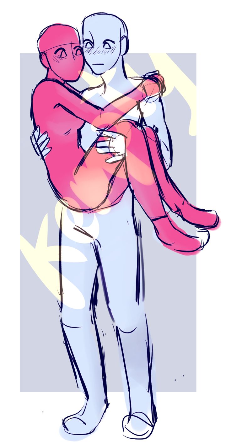a simple line drawing of a couple, the female character is being held in the male characters arms. the drawing has a purple and blue background.
