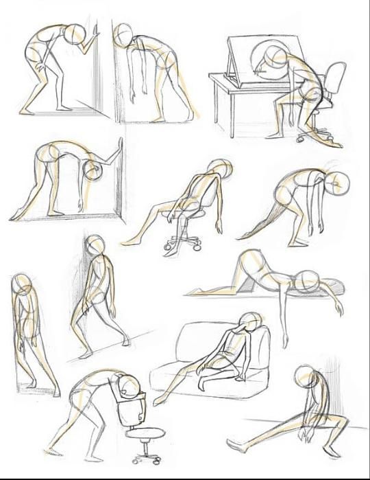 the image contains 10 sketches of human figures in various poses and positions. they are all drawn in a simple style, using lines to outline the shapes of the bodies. the figures are all in different positions, some are standing, some are sitting, some are lying down. they are all drawn in a way that shows the movement of the body.