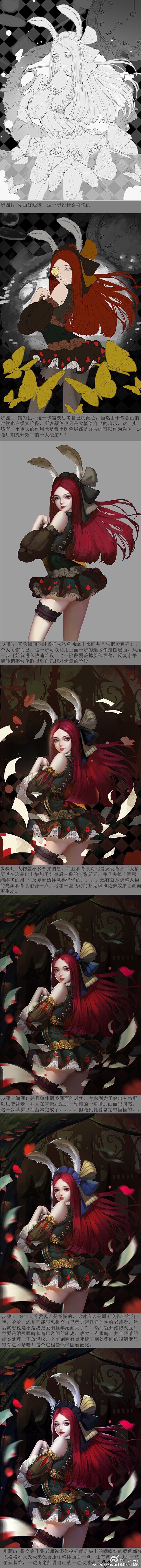 this digital artwork features a woman with long, flowing red hair in various stages of blur. the woman is wearing a dark dress and is posed in a variety of positions. the artwork has a sense of motion and energy to it.