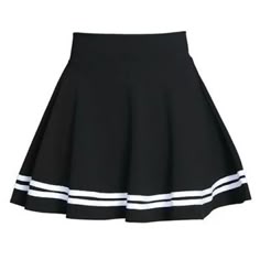 a black pleated skirt with a white stripe at the bottom hem.