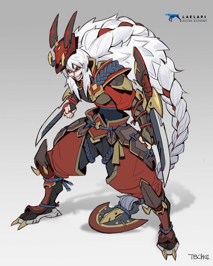 this is a digital illustration of an anime female warrior in a samurai outfit.  she is wearing a red and gold armor, with a white long hair that extends all the way down her back. the warrior has a red and gold mask on her face and is holding a sword in her right hand. she is standing in a fighting pose, ready to battle.  the art style is anime, and the background is a plain white.  the character is a female warrior, and she is wearing a samurai outfit. she is holding a sword in her right hand and is ready to battle.  the character is drawn in a digital art style and is set against a plain white background.