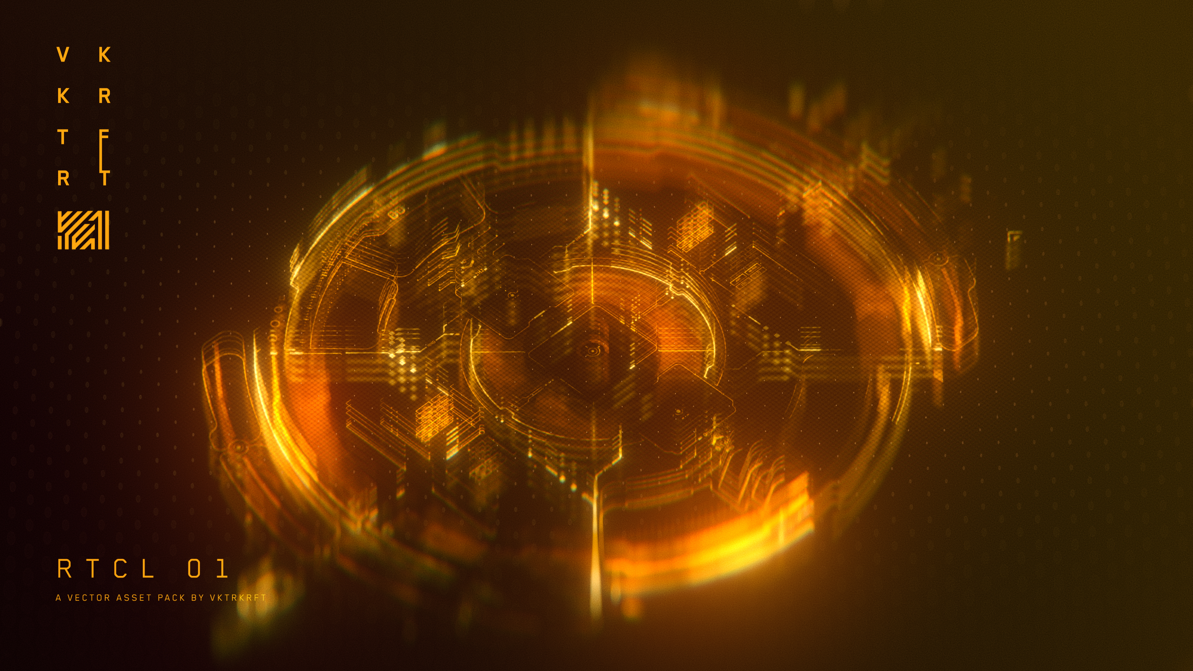 the image is of a circular object with intricate details that resemble circuitry. it glows with a bright, warm light, suggesting a technological or futuristic theme. the background is dark, further emphasizing the object's luminosity.  the overall aesthetic aligns with digital interfaces, hud displays, or abstract technological representations.