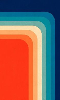 a retrostyle geometric graphic with rounded rectangles of colors going from bright orange to cream, teal, and dark blue.