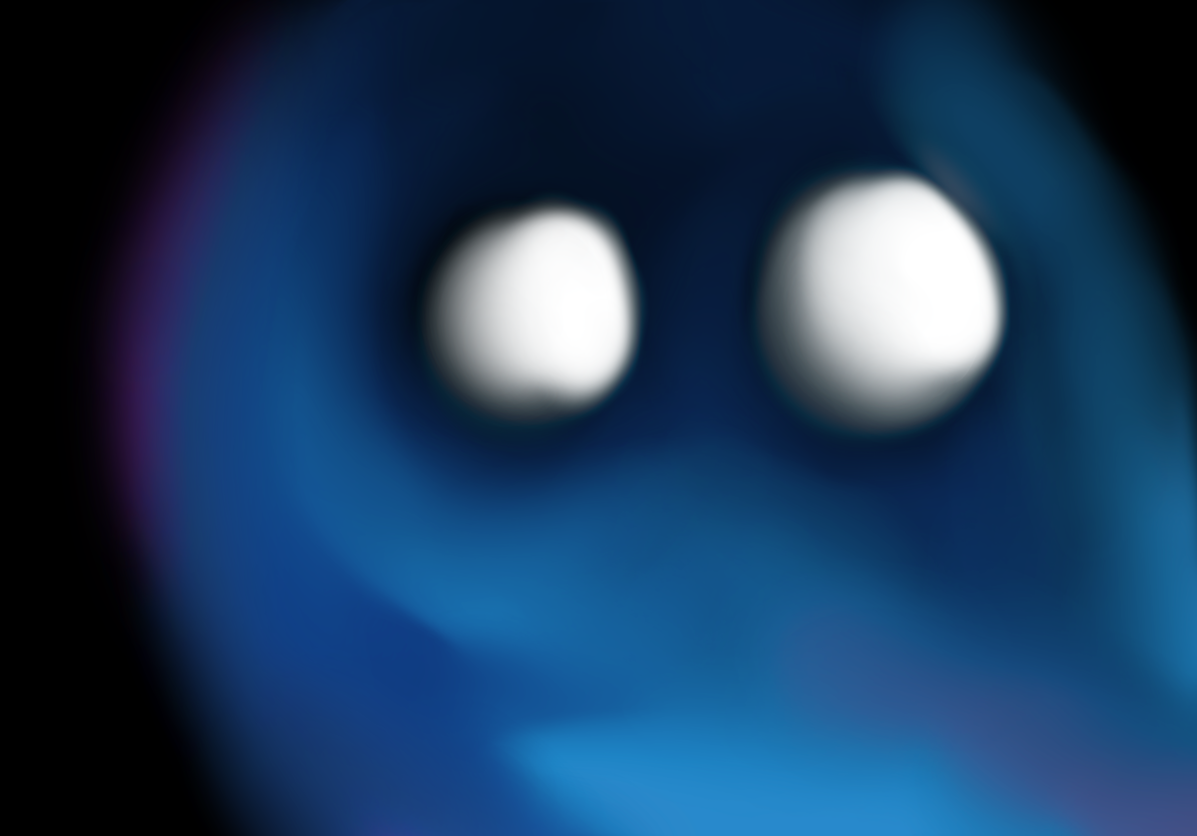 this is a digital drawing of a ghost figure with large white eyes against a blue background.