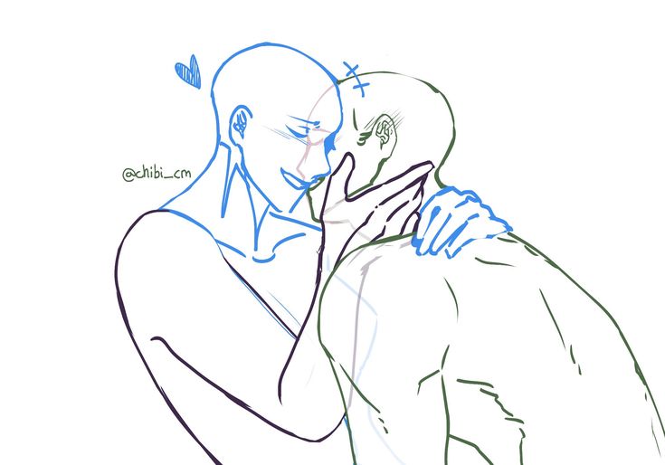 this image is a drawing of a couple embracing. the image is a base for artists to use as a reference for