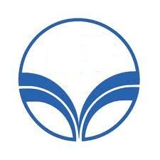 he image is a blue and white logo. it features a white circle with a blue abstract wave design in the bottom half. the wave design is made up of two curves that meet in the middle, creating a v shape. the logo is simple and elegant, and it conveys a sense of movement and energy.