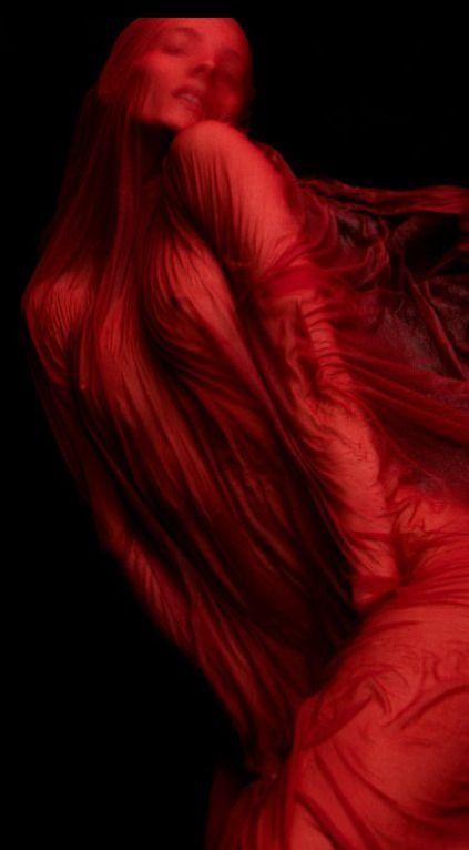 a woman in a red