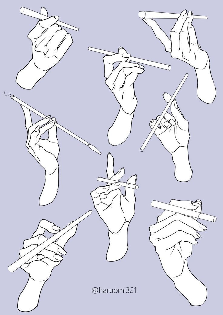 the image is a collection of line art drawings showcasing different hand poses holding a cigarette holder. the hands are slender and elegant, depicted in various positions and angles. the cigarette holder is a long, cylindrical object. the background is a solid, light purple color.
