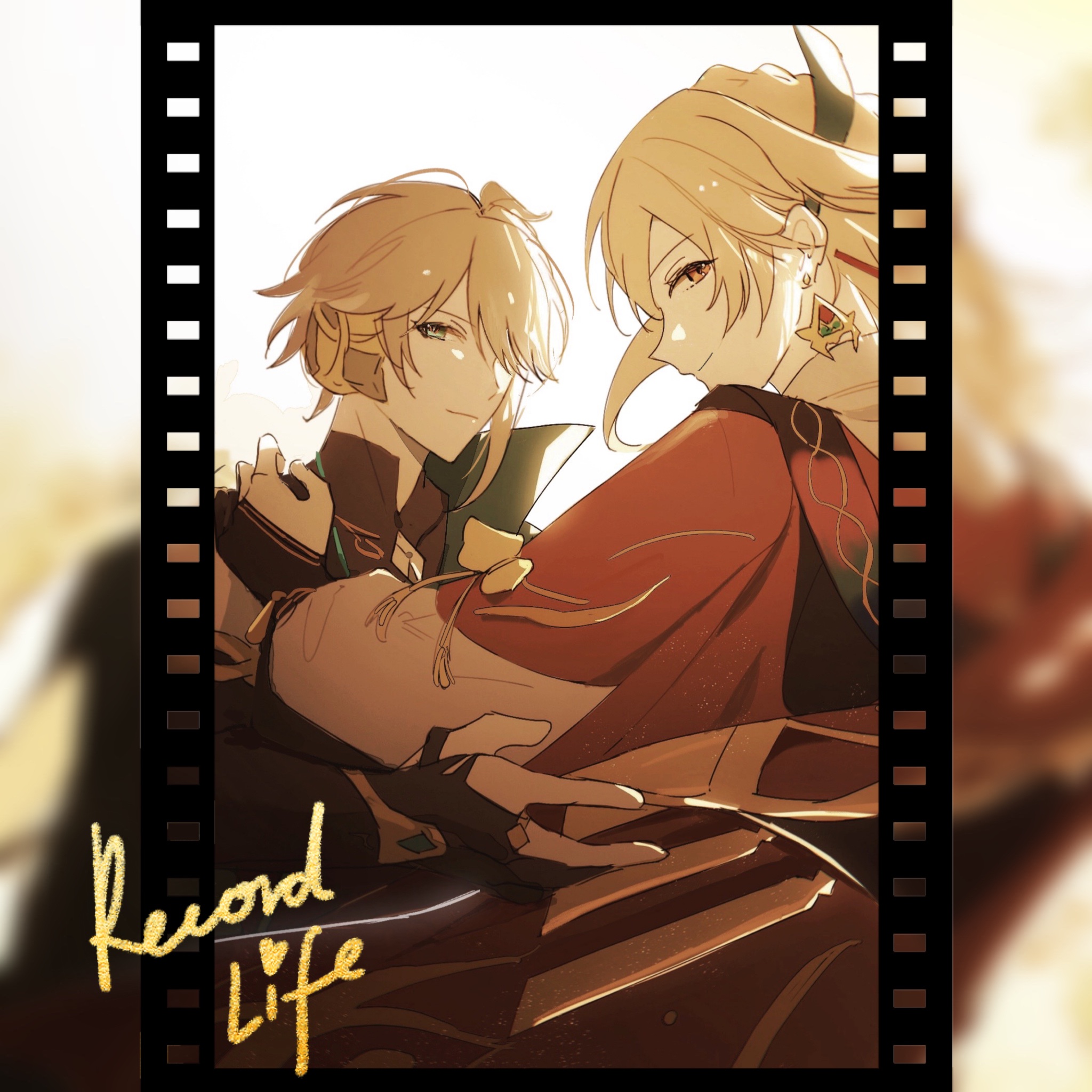 the image is an anime illustration of a male and a female couple.