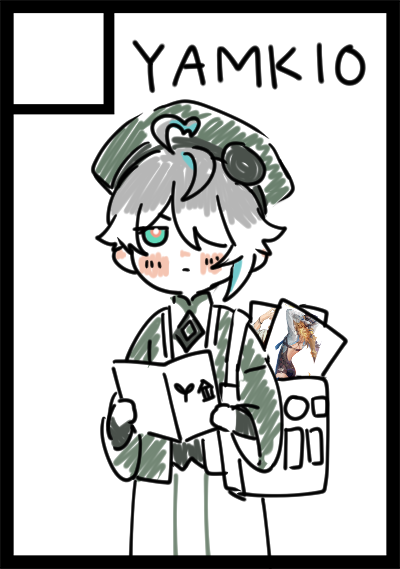 an animestyle drawing of a young boy, wearing a green hat, holding a book and a stack of papers. he appears to be a delivery person, and is drawn in a cute and simplistic style.