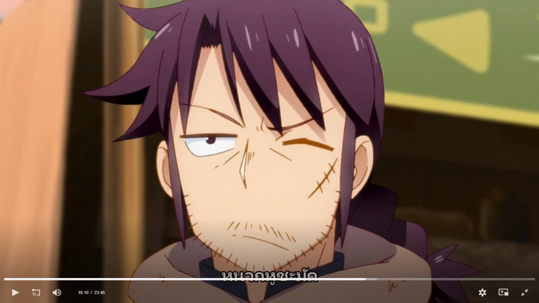a closeup portrait of a male anime character. he has purple hair, brown eyes, sideburns, and a beard. one eye is closed and the other eye is open, looking suspicious, with a slight wink. the character has stitched scars and cuts around his eyes and mouth. he is wearing a brown jacket. the background is out of focus and is a mix of brown, purple, and yellow.