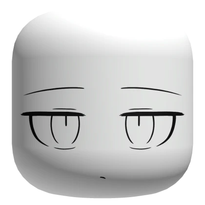 the image features a white, rounded roblox head with simple black outlines depicting eyes and eyebrows. a small dot indicates the nose. the head appears to be in a cartoon style.