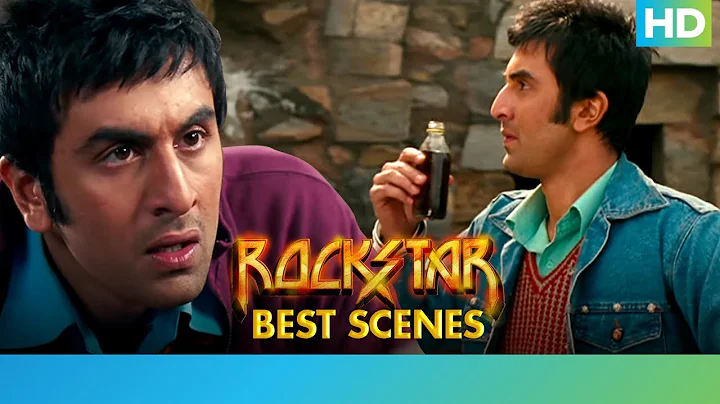 a movie poster for rockstar with the two main actors. the background is blurred, and the text "rockstar" and "best scenes" are overlaid on the image.