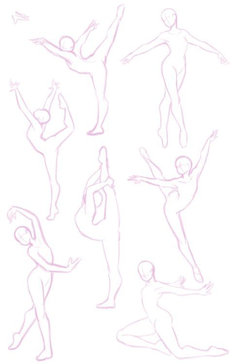 the image shows a drawing of several stick figures in different poses. the figures are all drawn with thin lines and are in various stages of completion. the drawing is likely a reference for an artist to use when creating their own artwork.