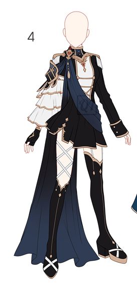 this is a drawing of a young woman in a magical girl outfit. she is wearing a black and blue dress with gold and silver accents. her skirt is short and has a lot of ruffles. she is also wearing long black boots and a long white cape. she is standing on one leg, and her other leg is bent at the knee. her right arm is out stretched to the side.  she looks confident and ready for battle. the overall style is whimsical, fantasy, and elegant.