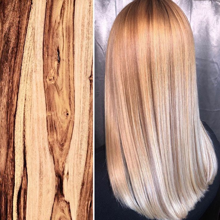 a split image with the left side showing a wood texture and the right side showcasing a woman with long, straight, glossy blonde hair. the hair color is light blonde with a hint of brown highlights. the wood grain has a warm brown and light beige color scheme. the image is split with the wood texture on the left and the woman with blonde hair on the right. the wood grain is a natural texture and the woman's hair is very shiny and smooth. the image showcases a unique juxtaposition of natural textures.