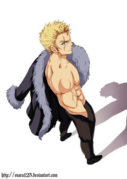 the image is a digital drawing of a shirtless anime male character with blond hair and blue eyes. he is wearing a black fur coat and black pants. he is standing with his back to the viewer and looking away. he has a muscular build and a defined jawline. the background is a white wall with a shadow cast by the character. the image is drawn in a realistic style.