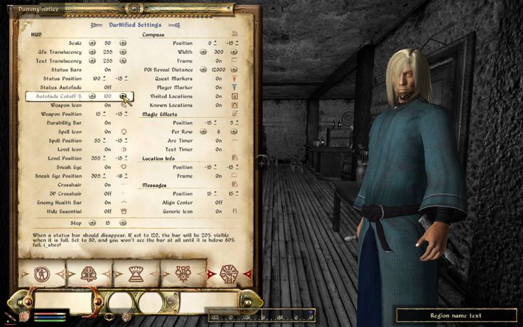 a screenshot of the game "the elder scrolls iv: oblivion" featuring a character creation menu. the player is customizing the settings of the game, with options for the character's appearance, stats, and abilities. the menu interface is a blend of traditional rpg menu options and modern user interface elements. the character being created is a young man with blonde hair and blue eyes, standing in a dark and brooding dungeon environment, a setting characteristic of the "elder scrolls" franchise.