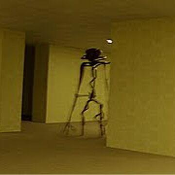 the image shows a slender man standing in a hallway. the hallway is empty and dark, with only a few lights on in the distance. the slender man is tall and thin, with long arms and no face. he is staring directly at the viewer, his eyes glowing in the darkness. the image is creepy and unsettling, and it is clear that the slender man is a dangerous and evil creature.