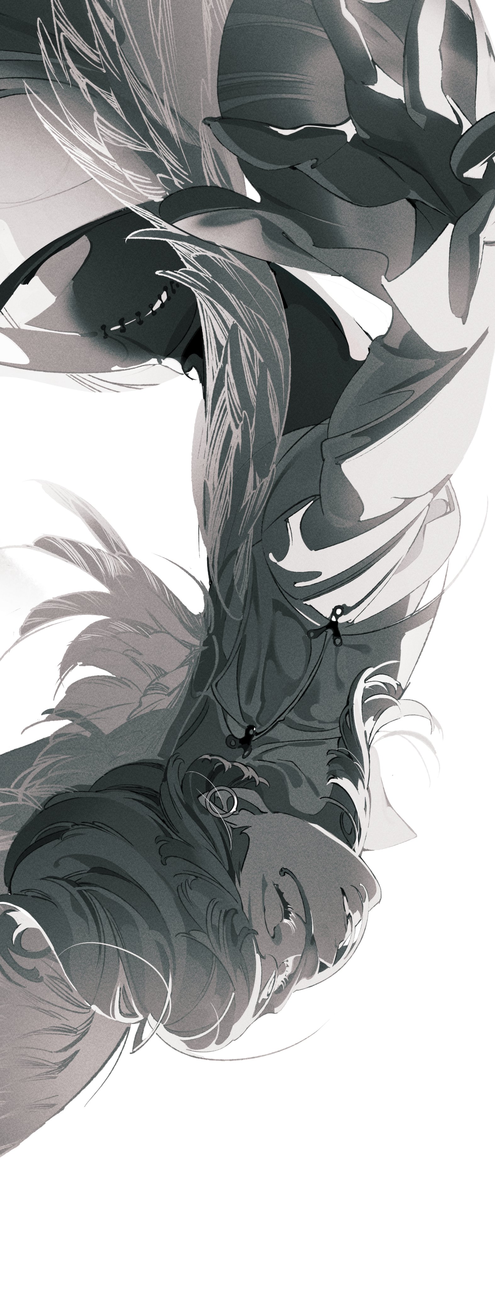 the image features an abstract, black and white artwork composed of swirling and flowing organic shapes. the design evokes a sense of movement and energy.