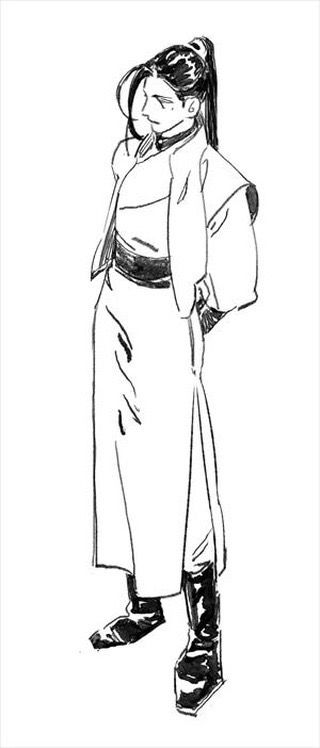a black and white drawing of a woman with long hair and long sleeves looking down at her feet, she is wearing a long skirt and boots. the drawing is simple and sketchy.