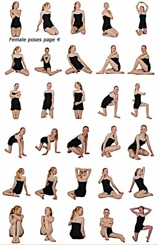 a collection of 36 images showing different female poses in a black onepiece swimsuit. the women are shown in a variety of positions, including sitting, standing, kneeling, and laying down. the background is white, making the models the focus of the images. the poses are all relatively simple, but they are wellexecuted and provide a good range of reference material for artists and photographers.