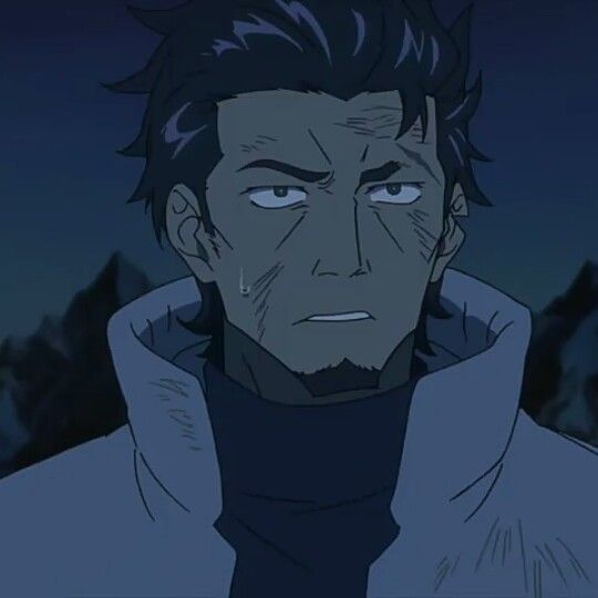 a closeup illustration of a man with short, dark hair and noticeable scars on his face. he has a serious expression with slightly furrowed brows, conveying a sense of concern or worry. the background is dark, suggesting a nighttime setting. the overall tone of the image is dramatic and somber.