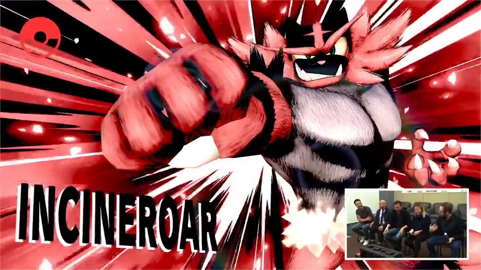 the image shows a video game character, incineroar, a pokemon known for its fiery spirit and powerful attacks. incineroar is depicted in a dynamic pose, its fist clenched as if ready to strike. the character is surrounded by a vibrant red and white energy, suggesting a powerful move or attack. below the character are a group of gamers, likely discussing strategies and gameplay. the overall image captures the excitement and intensity of video gaming, highlighting the popularity of pokemon and competitive gaming.
